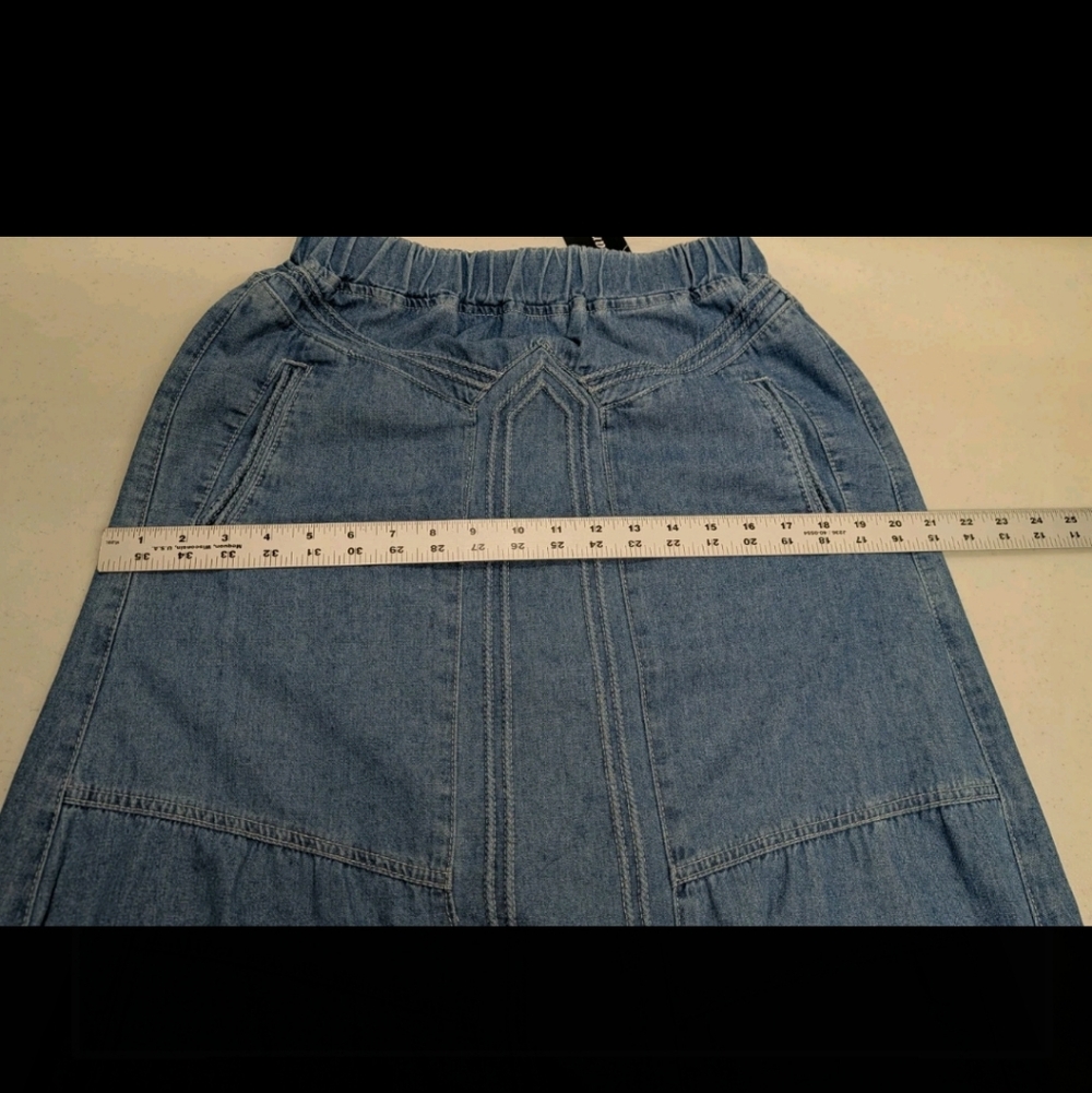 NWT Chartou Denim A Line Maxi Skirt S Festival Bohemian Western Festival drs20 - Picture 6 of 10